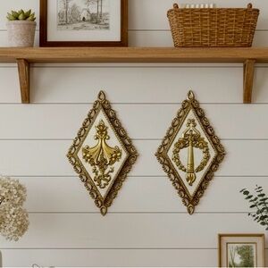 Vintage Homco Hollywood Regency Gold Wall Plaques